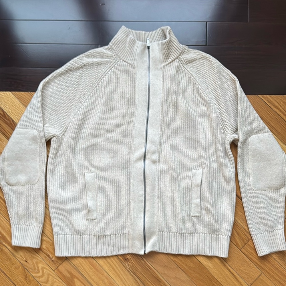 Banana Republic Utility Sweater Jacket Full zip, cream, XL